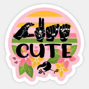 Cute sign language, Spring, floral and full of joy gift Sticker